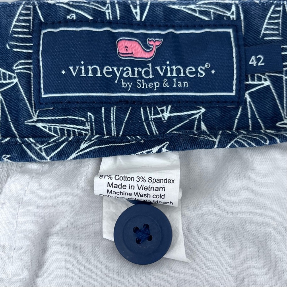 Vineyard Vines Men's Cotton All Over Saliboat Print Chino Shorts Size 42; Preppy - Picture 8 of 10